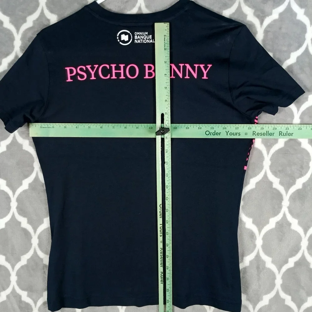 Psycho Bunny Graphic Tee Women Medium Black Pink Pima Cotton - Picture 3 of 8